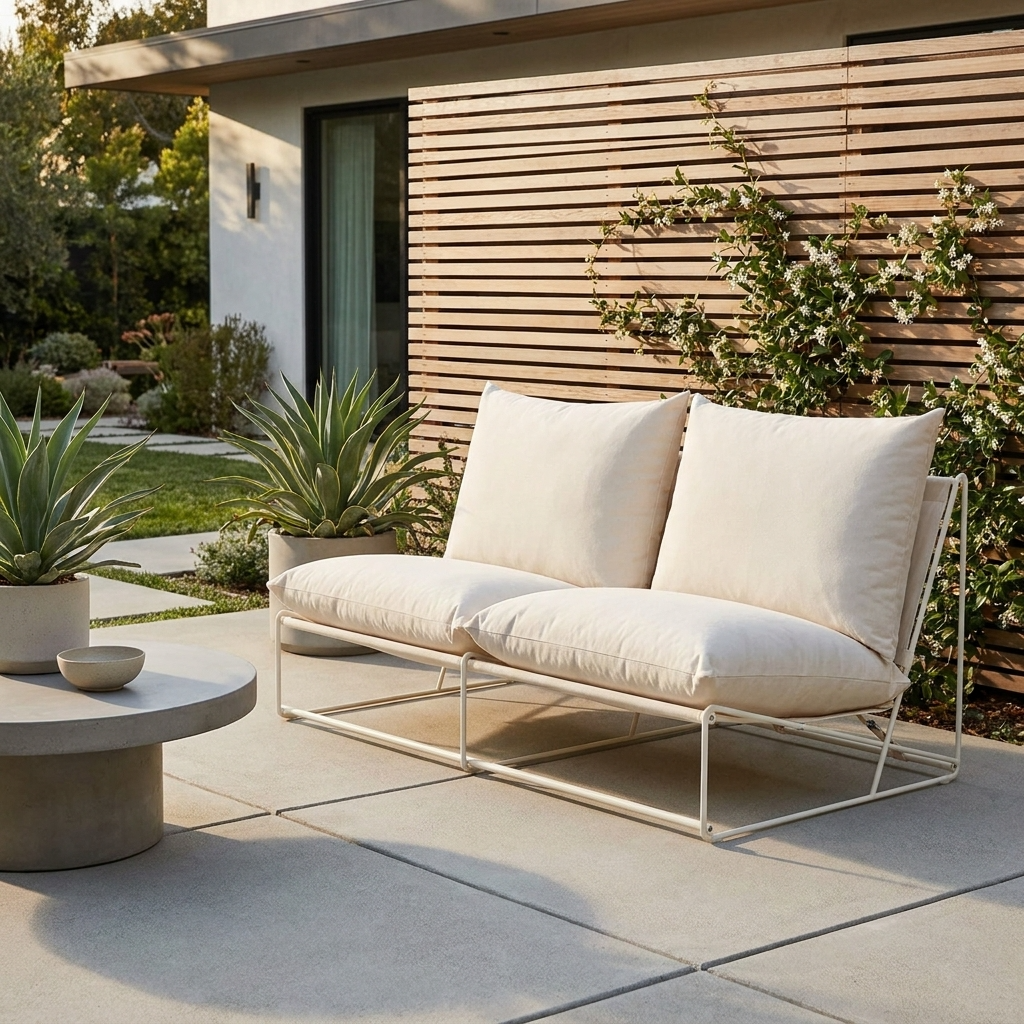 Marina Steel Garden Loveseat Sofa with Cushions and Cover