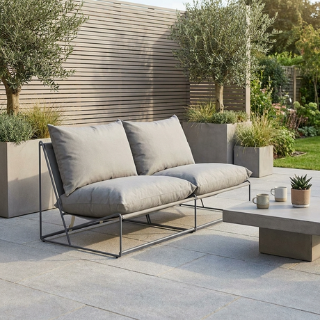 Marina Steel Garden Loveseat Sofa with Cushions and Cover
