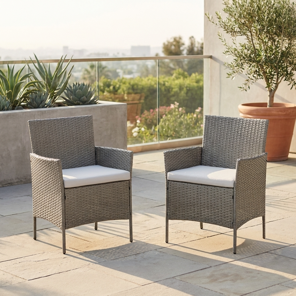 Newport Pair of Rattan Garden Chairs with Cover