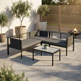 Tavira L-Shape Corner Sofa and Coffee Table Garden Set with Cover