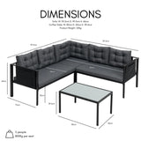 Tavira L-Shape Corner Sofa and Coffee Table Garden Set with Cover