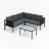 Tavira L-Shape Corner Sofa and Coffee Table Garden Set with Cover