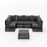 Tobago 7 Piece Rope Modular Garden Seating Set with Cover