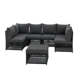 Tobago 7 Piece Rope Modular Garden Seating Set with Cover
