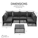 Tobago 7 Piece Rope Modular Garden Seating Set with Cover