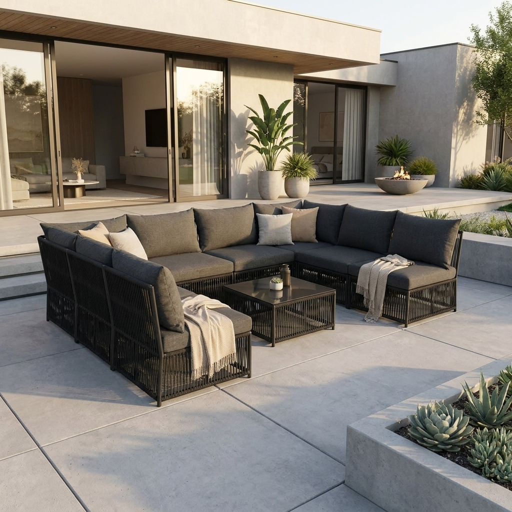 Tobago 9 Piece Rope Modular Garden Seating Set with Cover