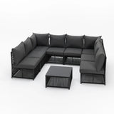 Tobago 9 Piece Rope Modular Garden Seating Set with Cover