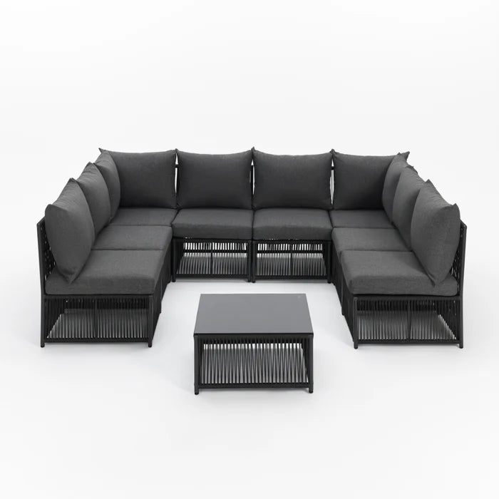 Tobago 9 Piece Rope Modular Garden Seating Set with Cover