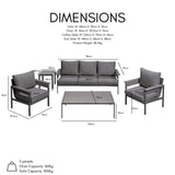 Belek 5 Piece Garden Sofa and Coffee Table Set with Cushions