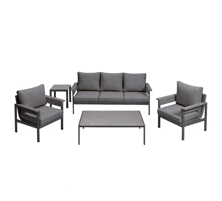 Belek 5 Piece Garden Sofa and Coffee Table Set with Cushions