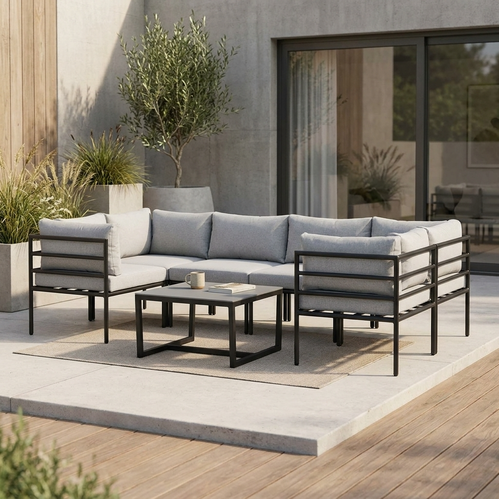 Matira 7 Piece Modula Garden Sofa and Coffee Table with Cover