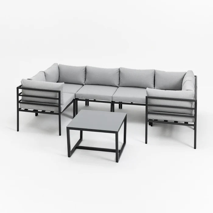 Matira 7 Piece Modula Garden Sofa and Coffee Table with Cover