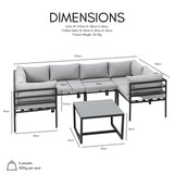 Matira 7 Piece Modula Garden Sofa and Coffee Table with Cover