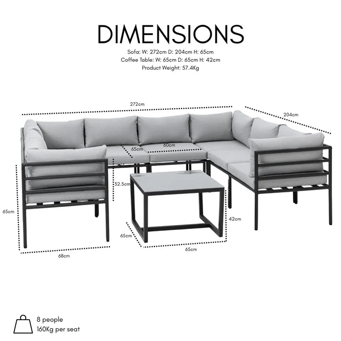 Matira 9 Piece Modula Garden Sofa and Table with Cover