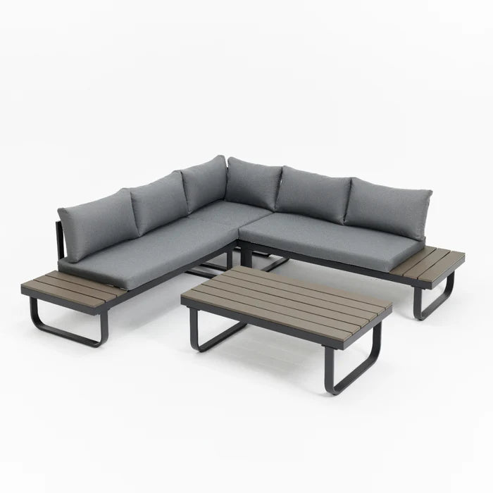Skyros Corner Sofa and Coffee Table Garden Set with Cover