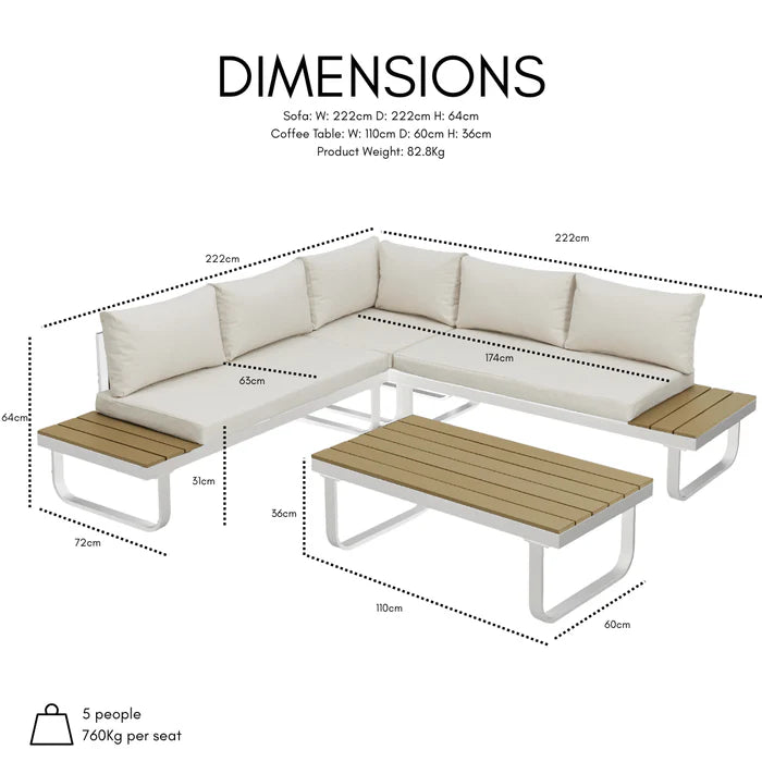 Skyros Corner Sofa and Coffee Table Garden Set with Cover