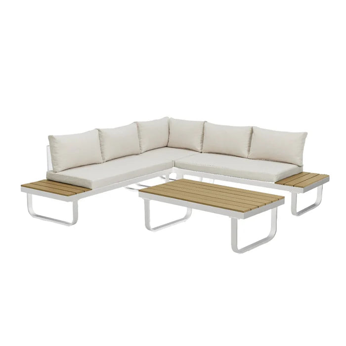 Skyros Corner Sofa and Coffee Table Garden Set with Cover
