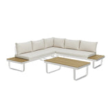 Skyros Corner Sofa and Coffee Table Garden Set with Cover