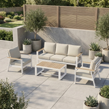 Biarritz 6 Piece Garden Sofa and Coffee Table Furniture Set with Cover