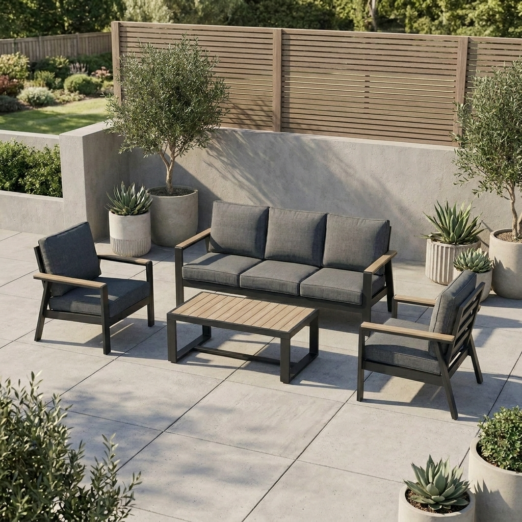 Biarritz 6 Piece Garden Sofa and Coffee Table Furniture Set with Cover
