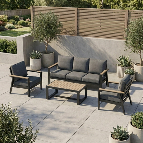Biarritz 6 Piece Garden Sofa and Coffee Table Furniture Set with Cover