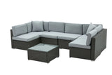 Maritimo Rattan Corner Sofa and Coffee Table Garden Furniture Set with Cover