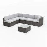 Maritimo Rattan Corner Sofa and Coffee Table Garden Furniture Set with Cover