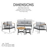 Lyon 6 Piece Sofa and Nesting Coffee Table Set with Cover
