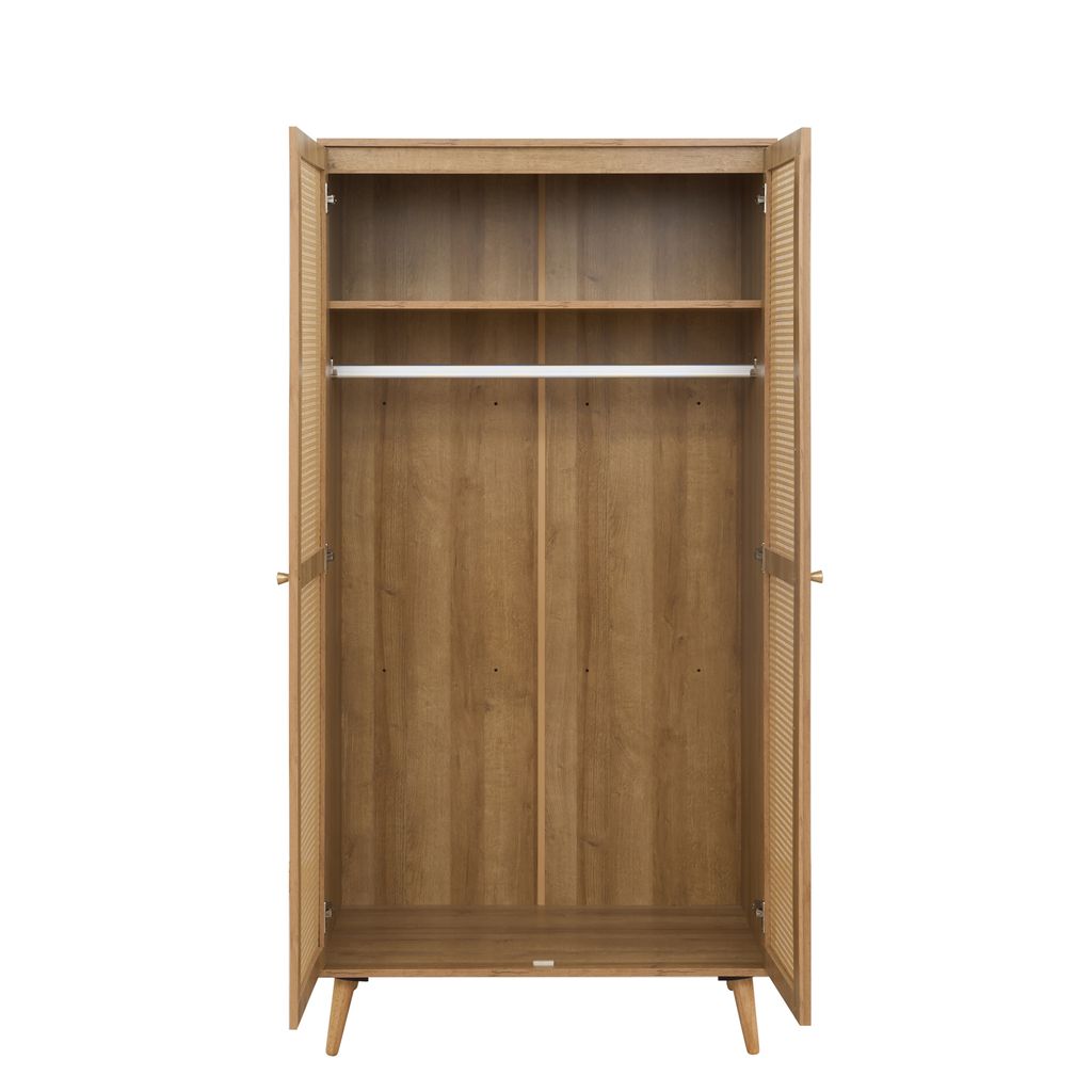 Manila Rattan 3 Piece Bedroom Set with 2 Door Wardrobe, Bedside Table & Chest of 3+2 Drawers