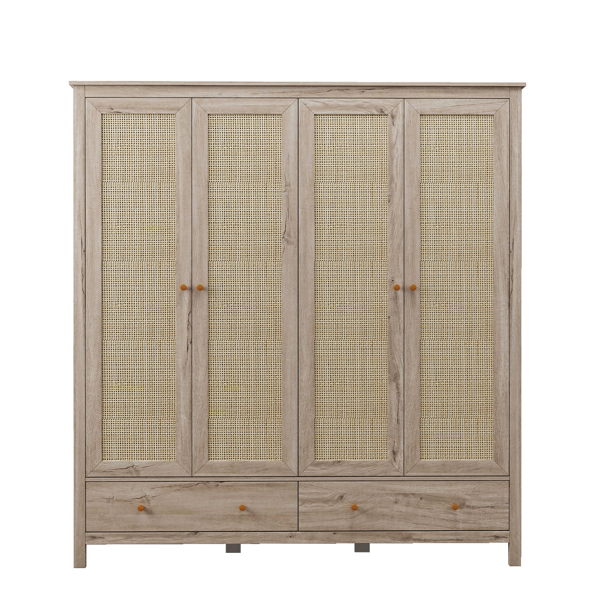 Willow Rattan 4 Door Wardrobe with 2 Drawers