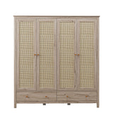 Willow Rattan 4 Door Wardrobe with 2 Drawers