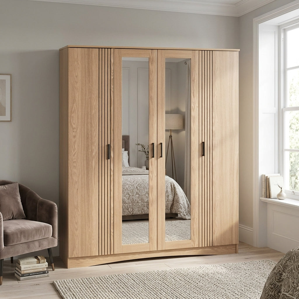 Tessa 4 Door Mirrored Wardrobe