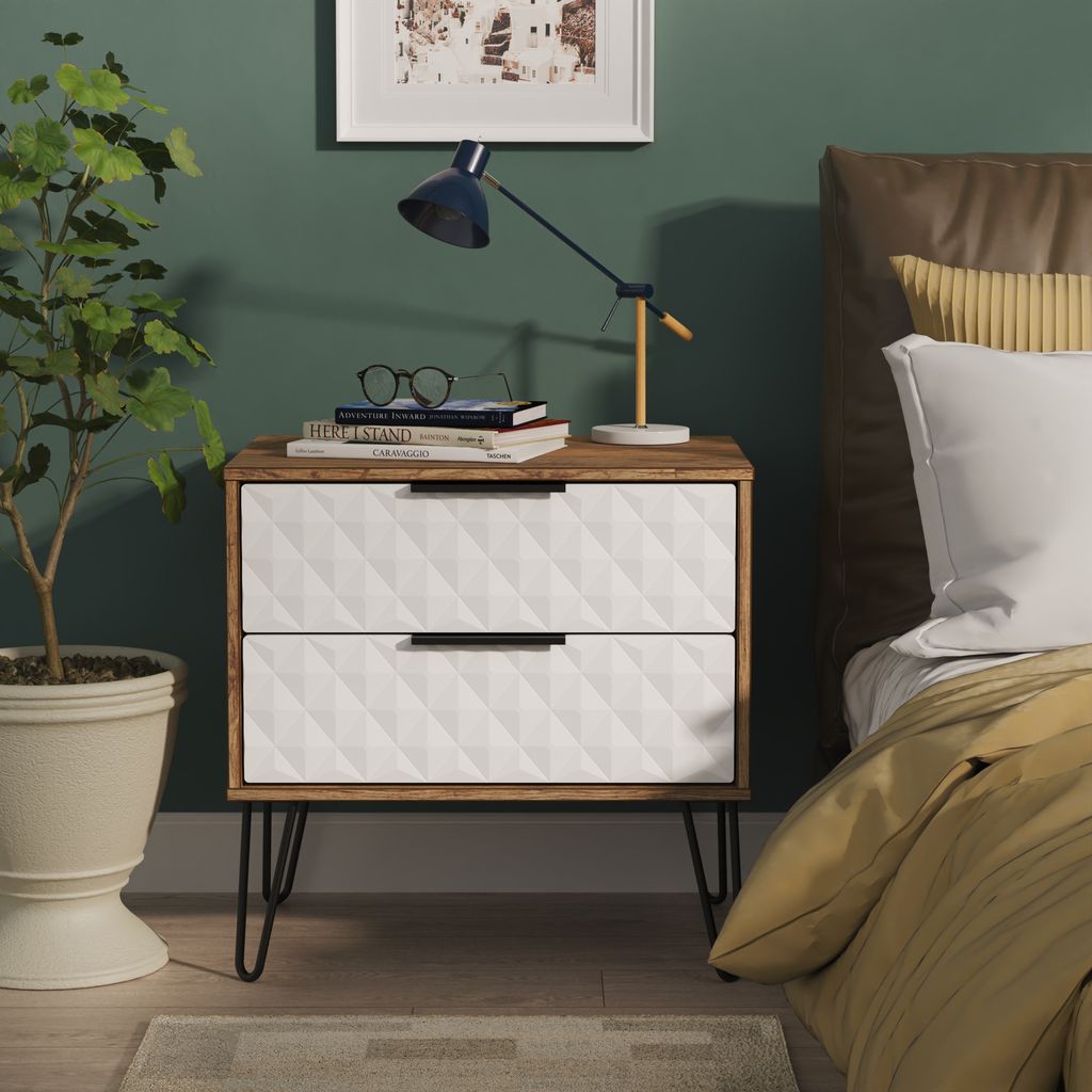 Harlequin 2 Drawer Midi Chest with Black Hairpin Legs