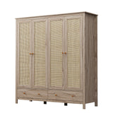 Willow Rattan 4 Door Wardrobe with 2 Drawers