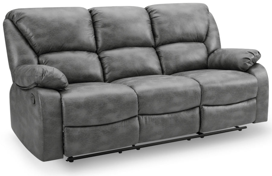 George Faux Leather 3 Seater Manual Recliner Sofa