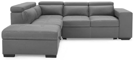 Crimson Air Leather Left Hand Corner Sofa with Storage