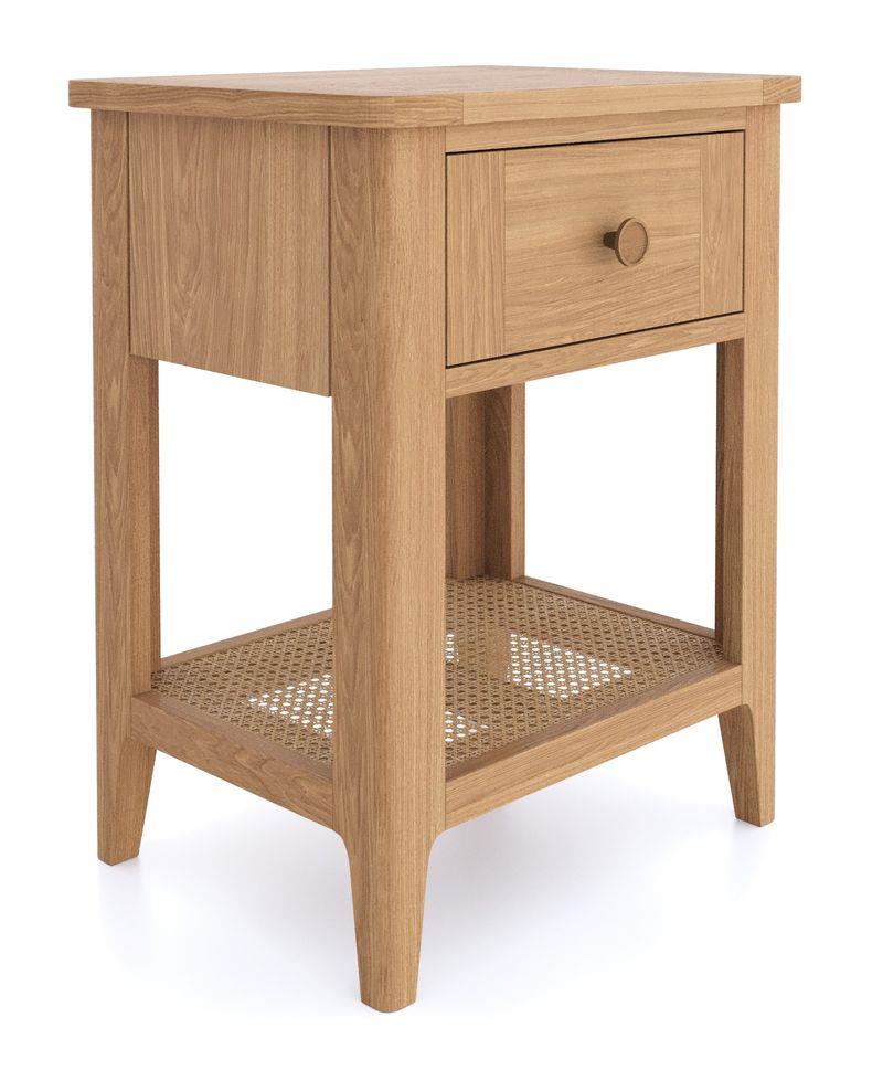 Cypress 1 Drawer Lamp Table with Rattan Shelf