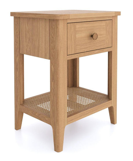 Cypress 1 Drawer Lamp Table with Rattan Shelf