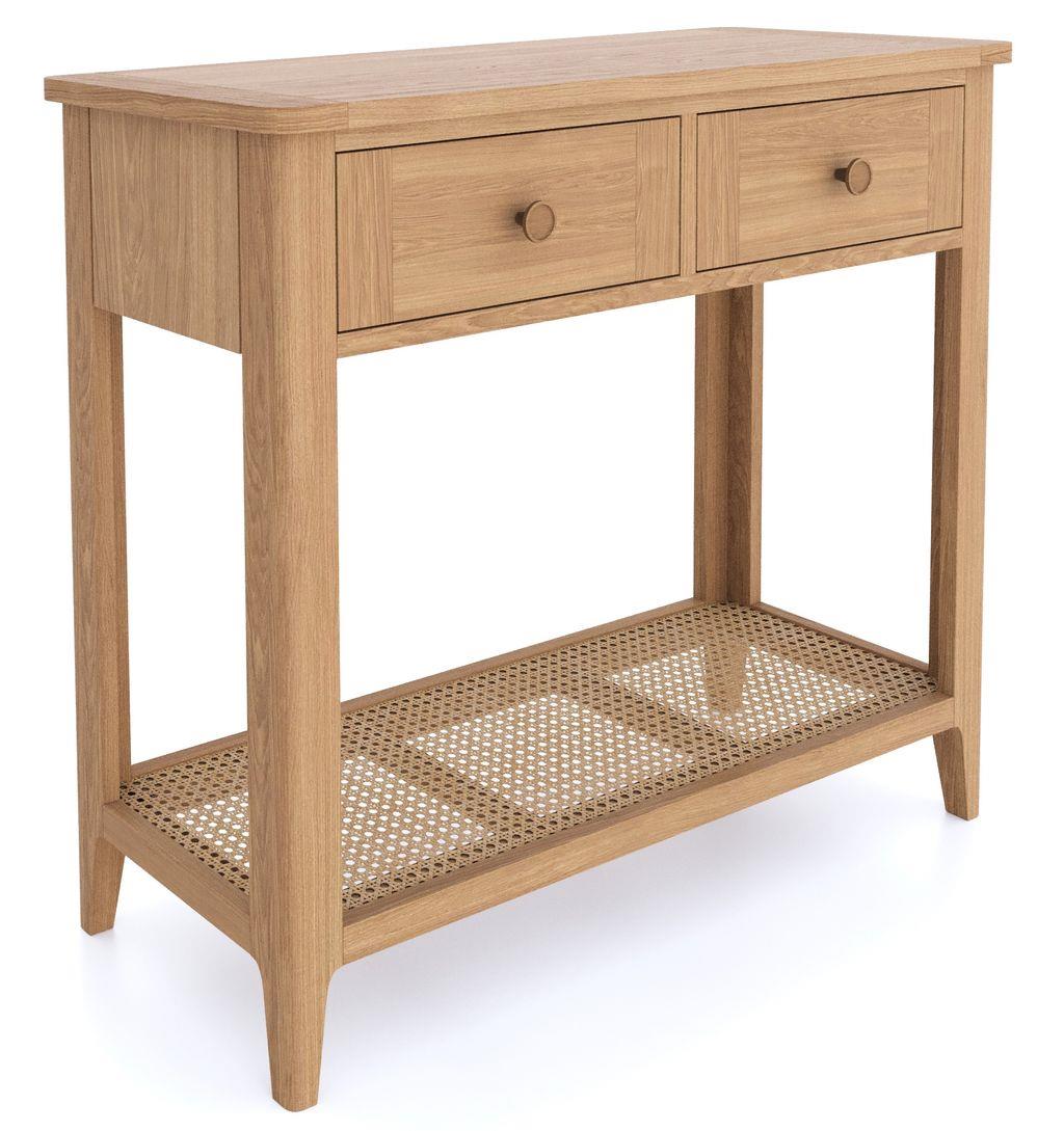 Cypress 2 Drawer Rattan Console Table with Open Shelf