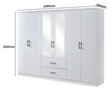 Paddington 6 Door 2 Drawer Mirrored Wardrobe