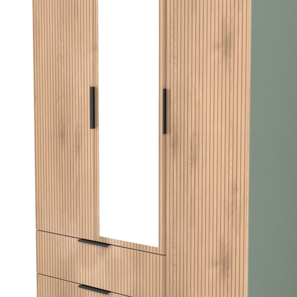 Java Tall Mirrored 2 Drawer 3 Door Triple Wardrobe