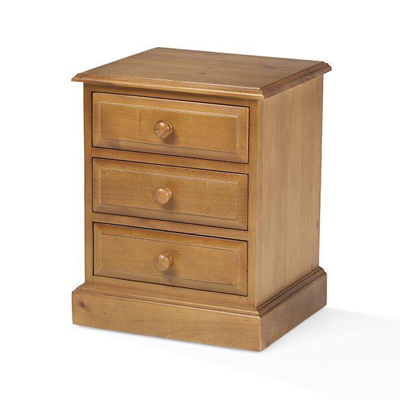 Maple 3 Drawer Bedside Table