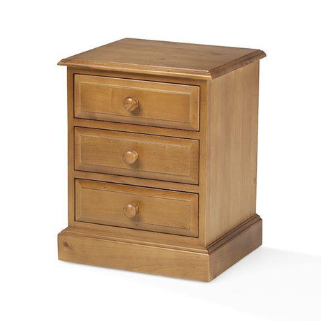 Maple 3 Drawer Bedside Table