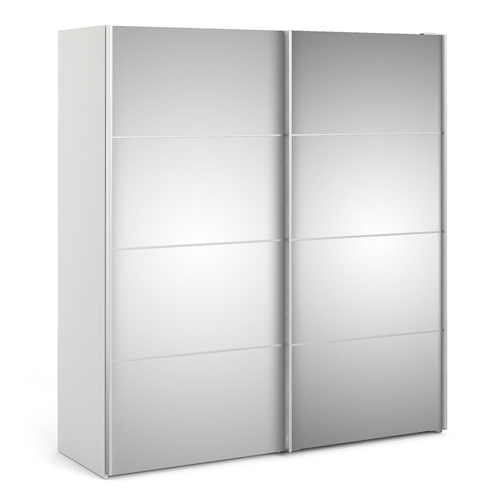 Verona 180cm Sliding Mirrored Wardrobe with 2 Shelves