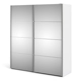 Verona 180cm Sliding Mirrored Wardrobe with 2 Shelves