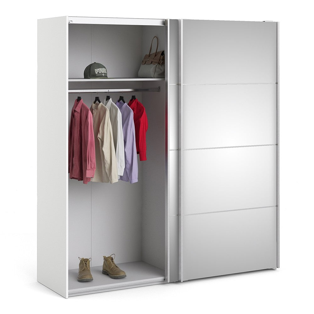 Verona 180cm Sliding Mirrored Wardrobe with 2 Shelves