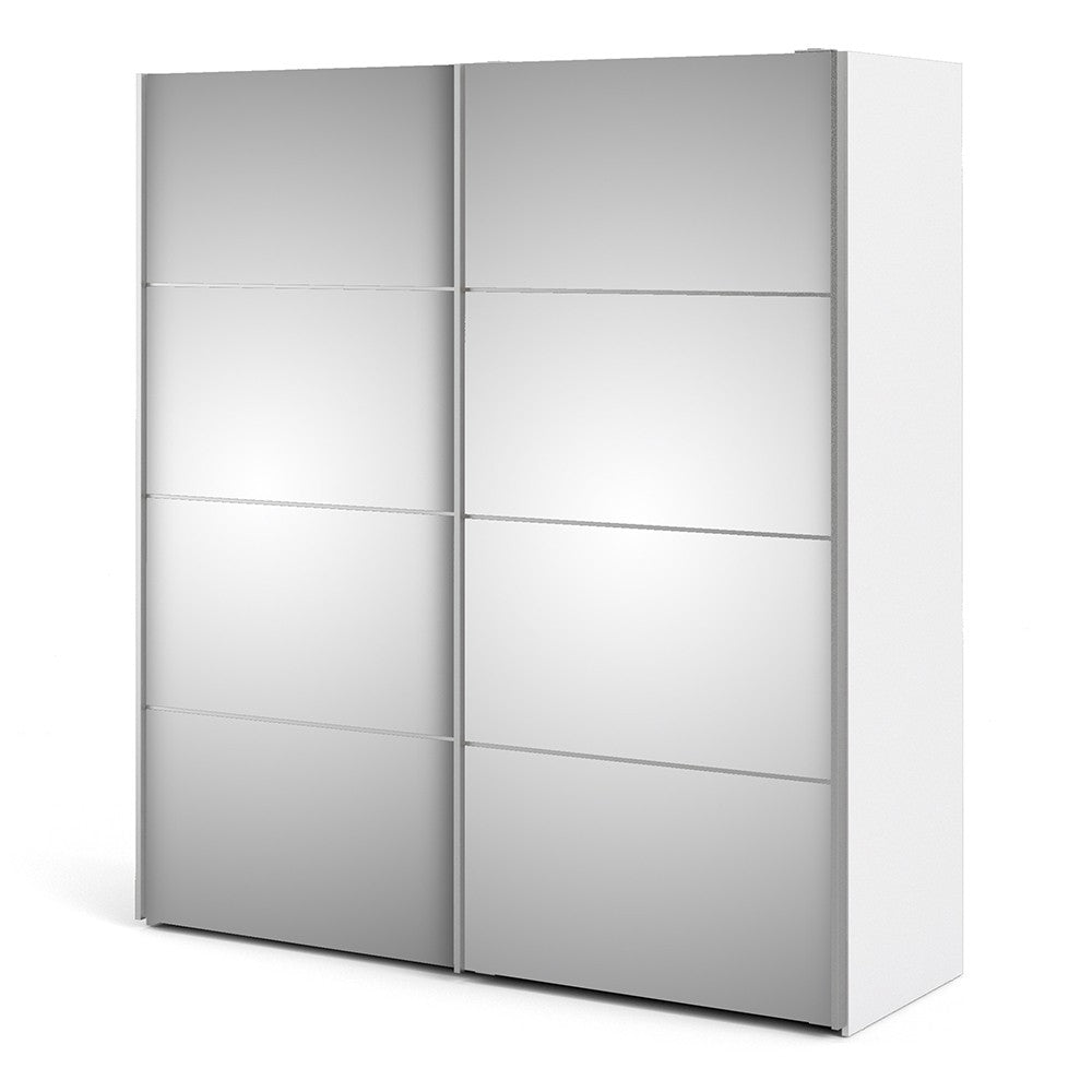 Verona 180cm Sliding Mirrored Wardrobe with 5 Shelves