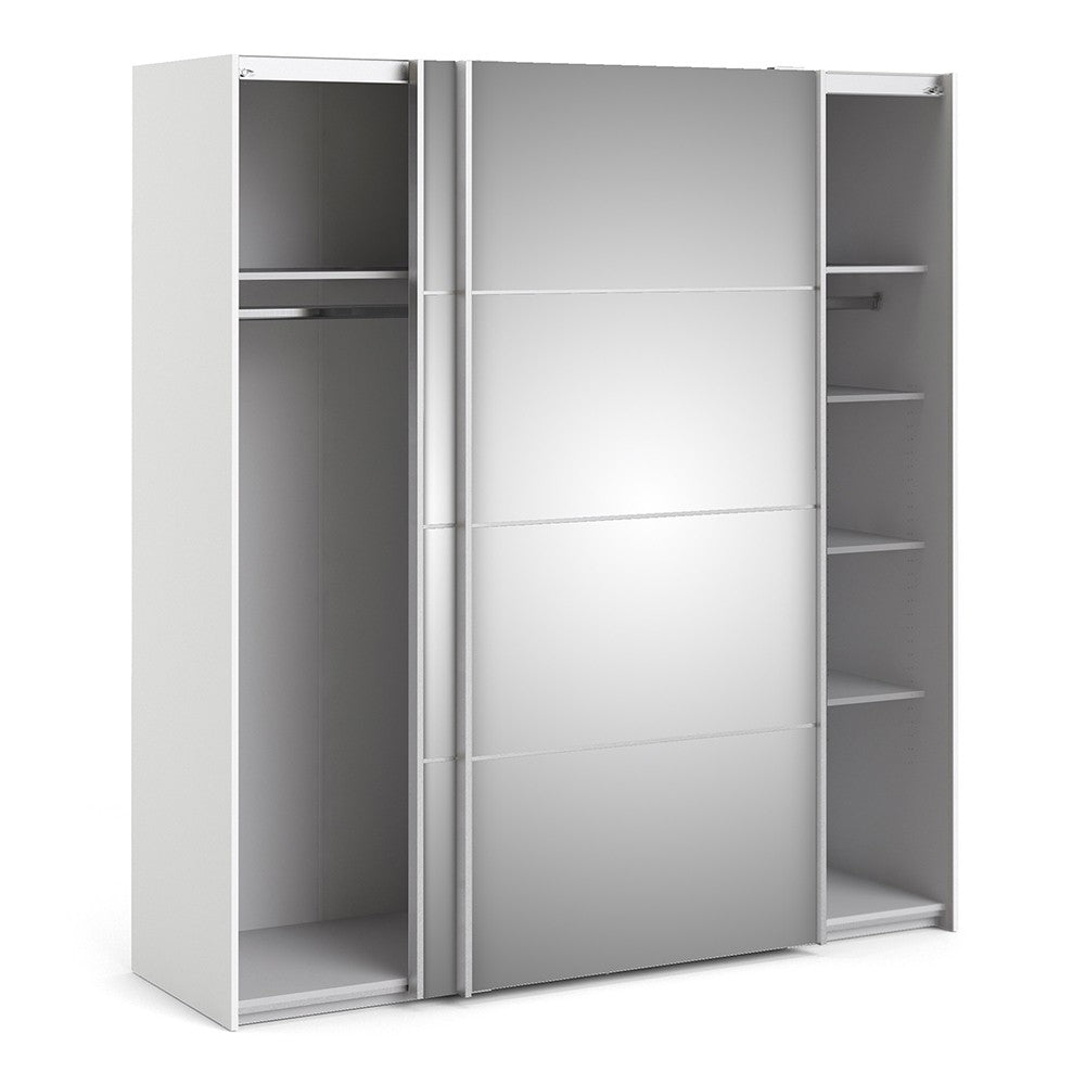 Verona 180cm Sliding Mirrored Wardrobe with 5 Shelves