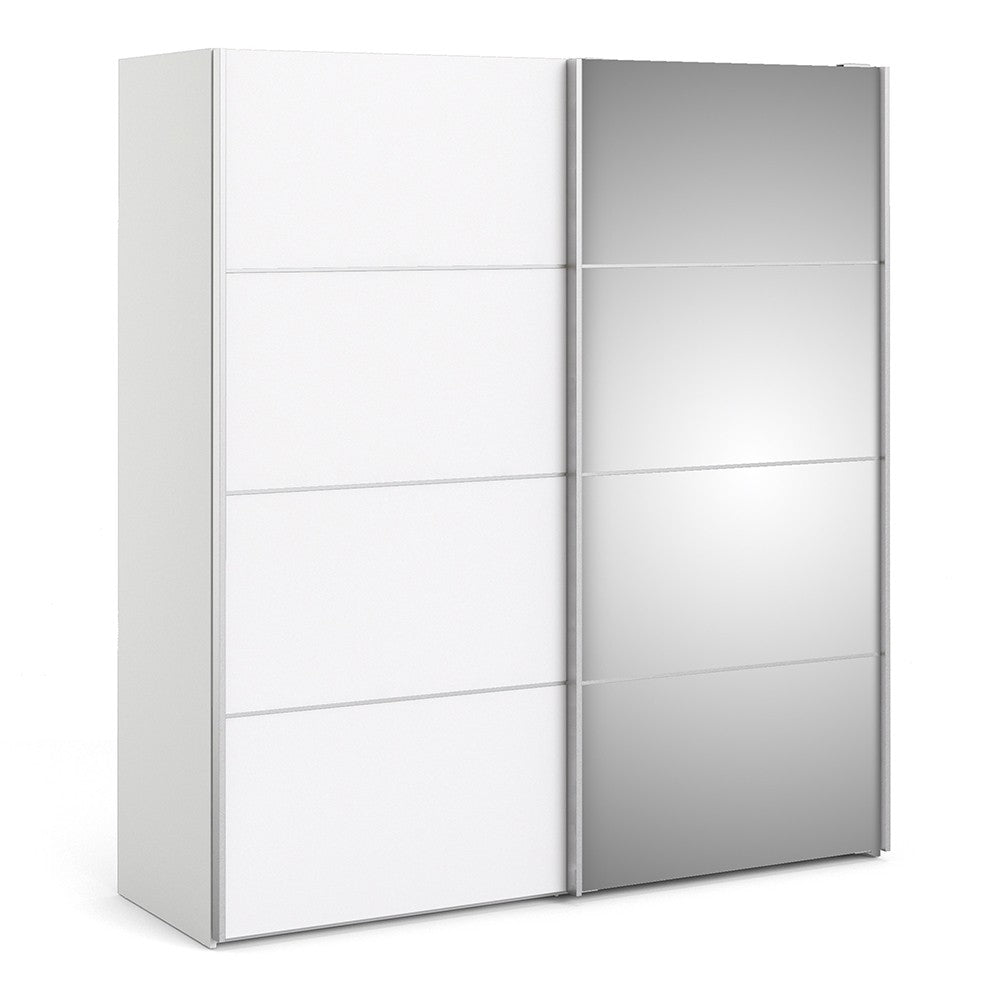 Verona 180cm Sliding Mirror Wardrobe with 5 Shelves