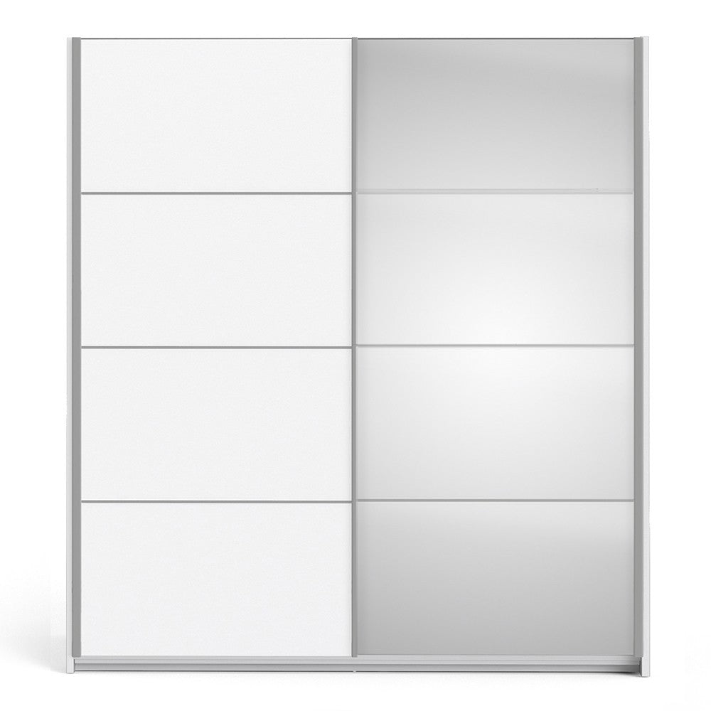 Verona 180cm Sliding Mirror Wardrobe with 5 Shelves